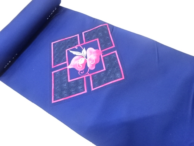 JAPANESE KIMONO / ANTIQUE BOLT FOR NAGOYA OBI / WOVEN RHOMBUS & FLOWER